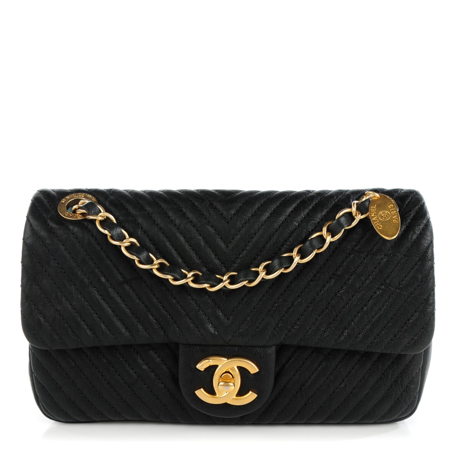 Chanel Wrinkled Lambskin Chevron Quilted Small Flap Black 1 of 8