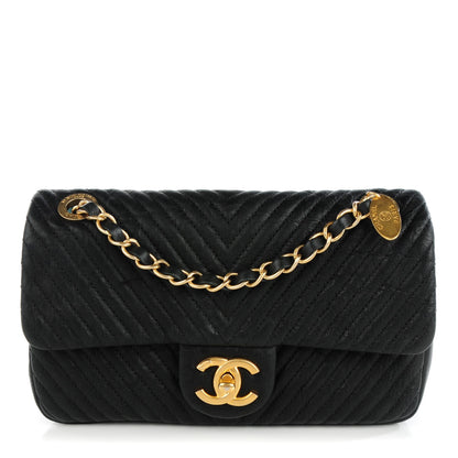 Chanel Wrinkled Lambskin Chevron Quilted Small Flap Black 1 of 8