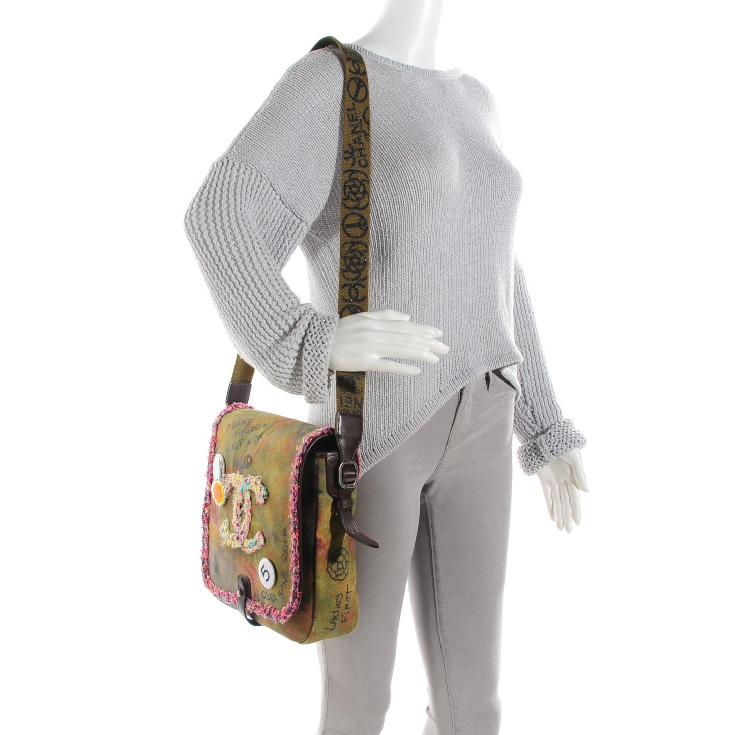 Washed Toile Graffiti On The Pavements Messenger Khaki Multicolor