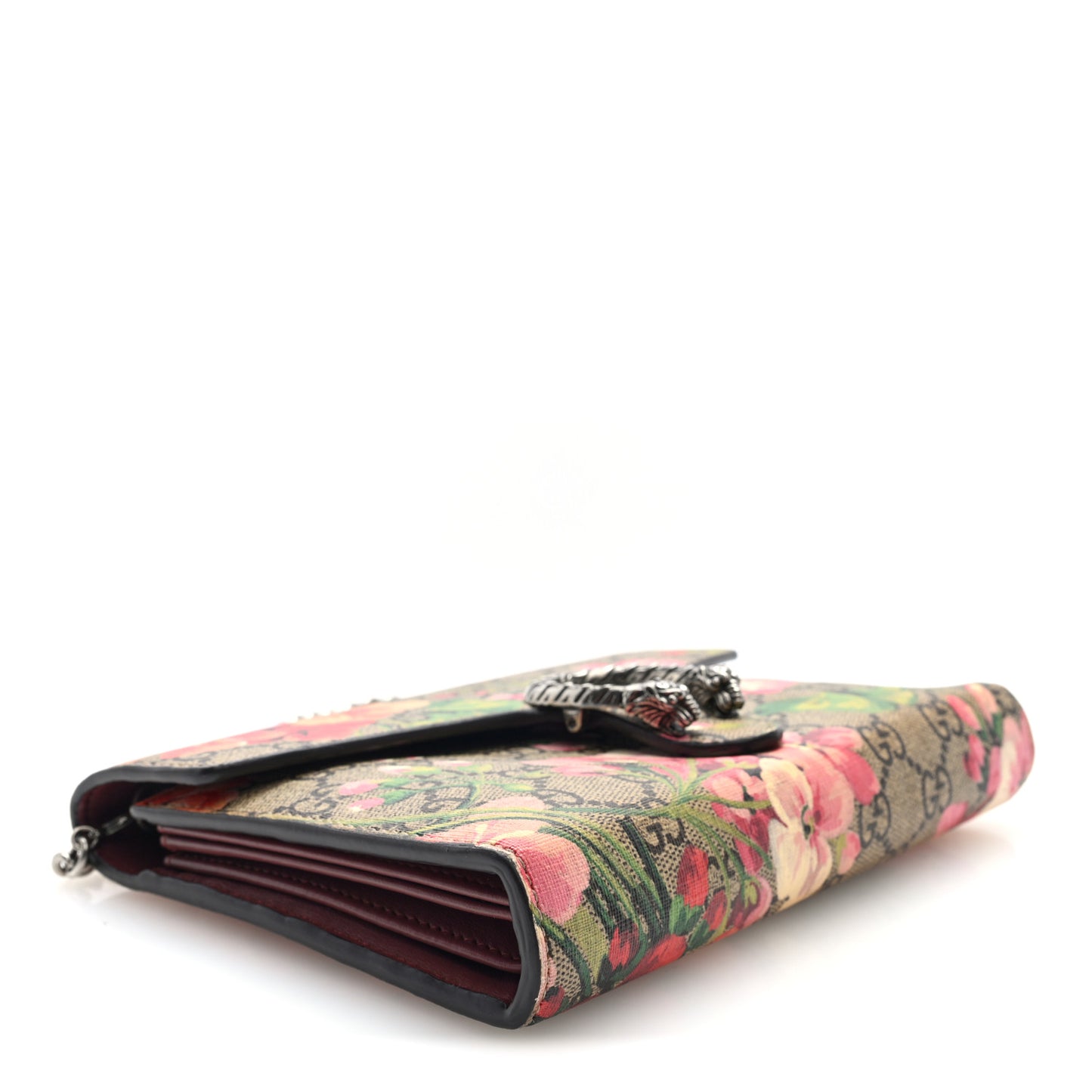 GG Supreme Monogram Blooms Mini Dionysus Chain Wallet Beige Multicolor Dry Rose