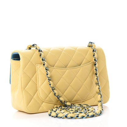Chanel Lambskin Quilted Mini Rectangular Flap Yellow Blue 3 of 10