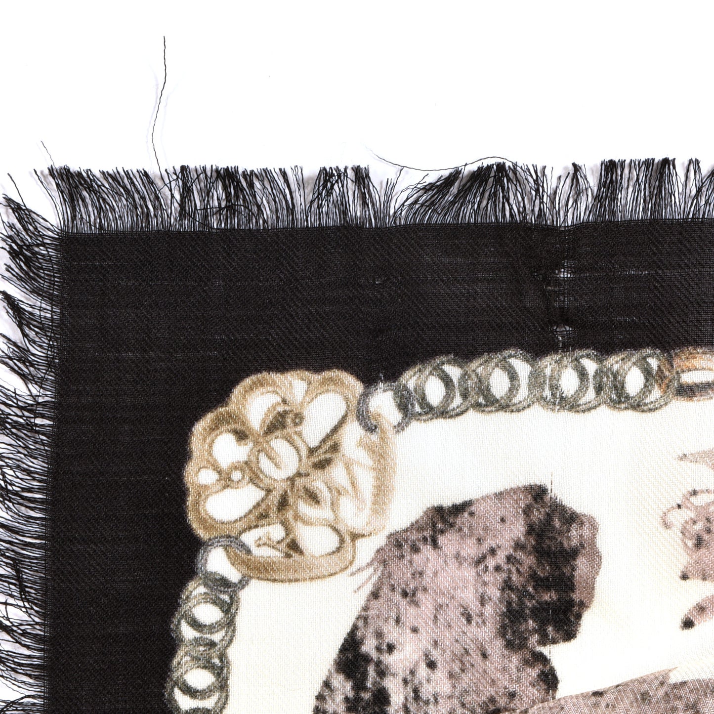 Silk Chiffon Floral Skull Scarf Black Ivory Rose