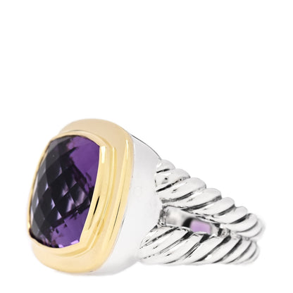 David Yurman Sterling Silver 18K Yellow Gold Amethyst 14mm Albion Ring 57 8 3 of 7
