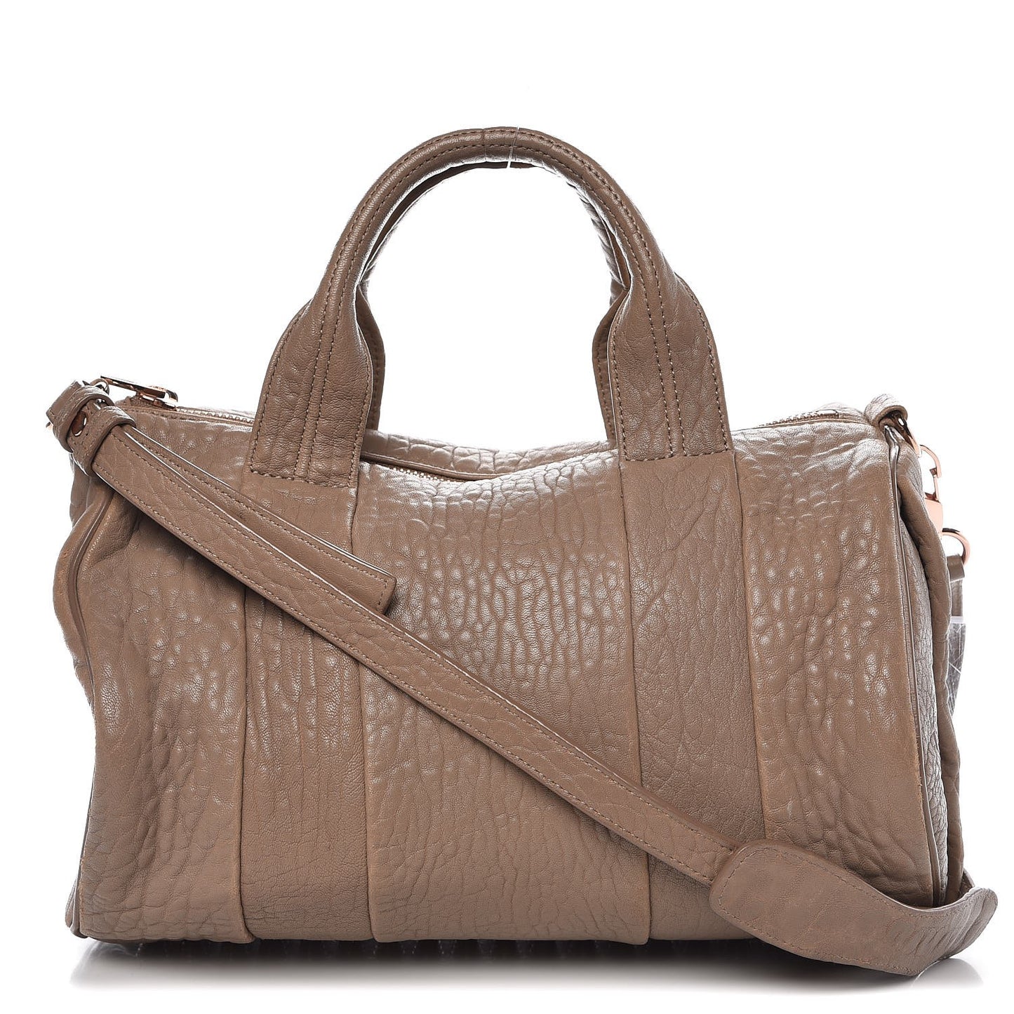 Pebbled Lambskin Rocco Latte Rose Gold Hardware