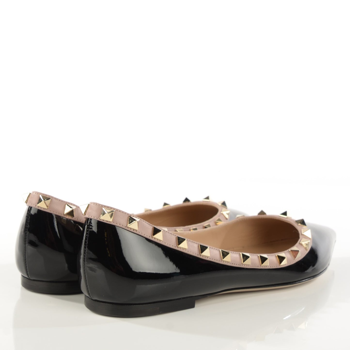 Patent Nappa Rockstud Ballerina Flats 38 Black Poudre