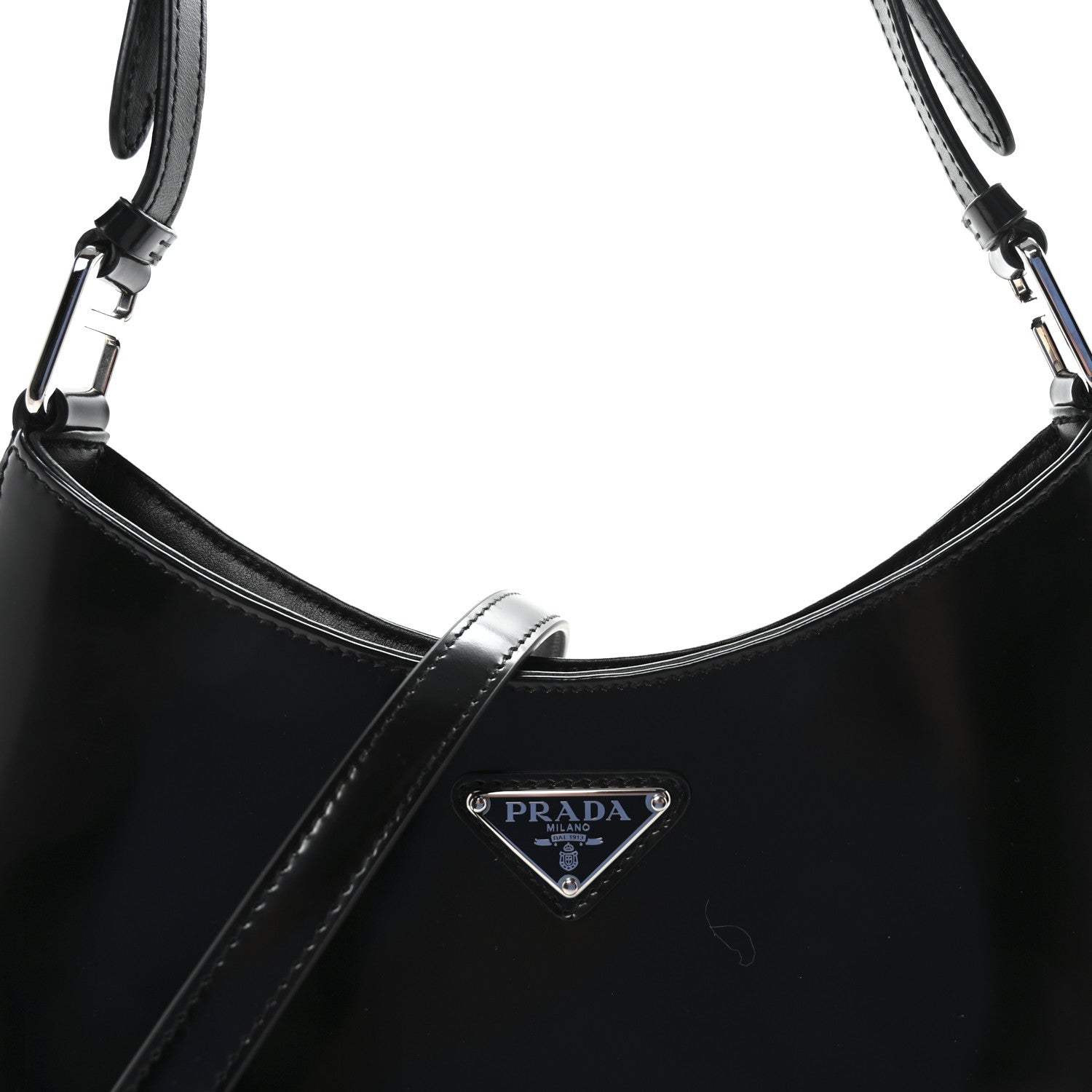 Prada Spazzolato Cleo Adjustable Strap Shoulder Bag Black 1868073