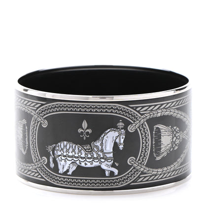 Hermes Enamel Printed Grand Apparat Extra Wide Bracelet 62 Black 1 of 5