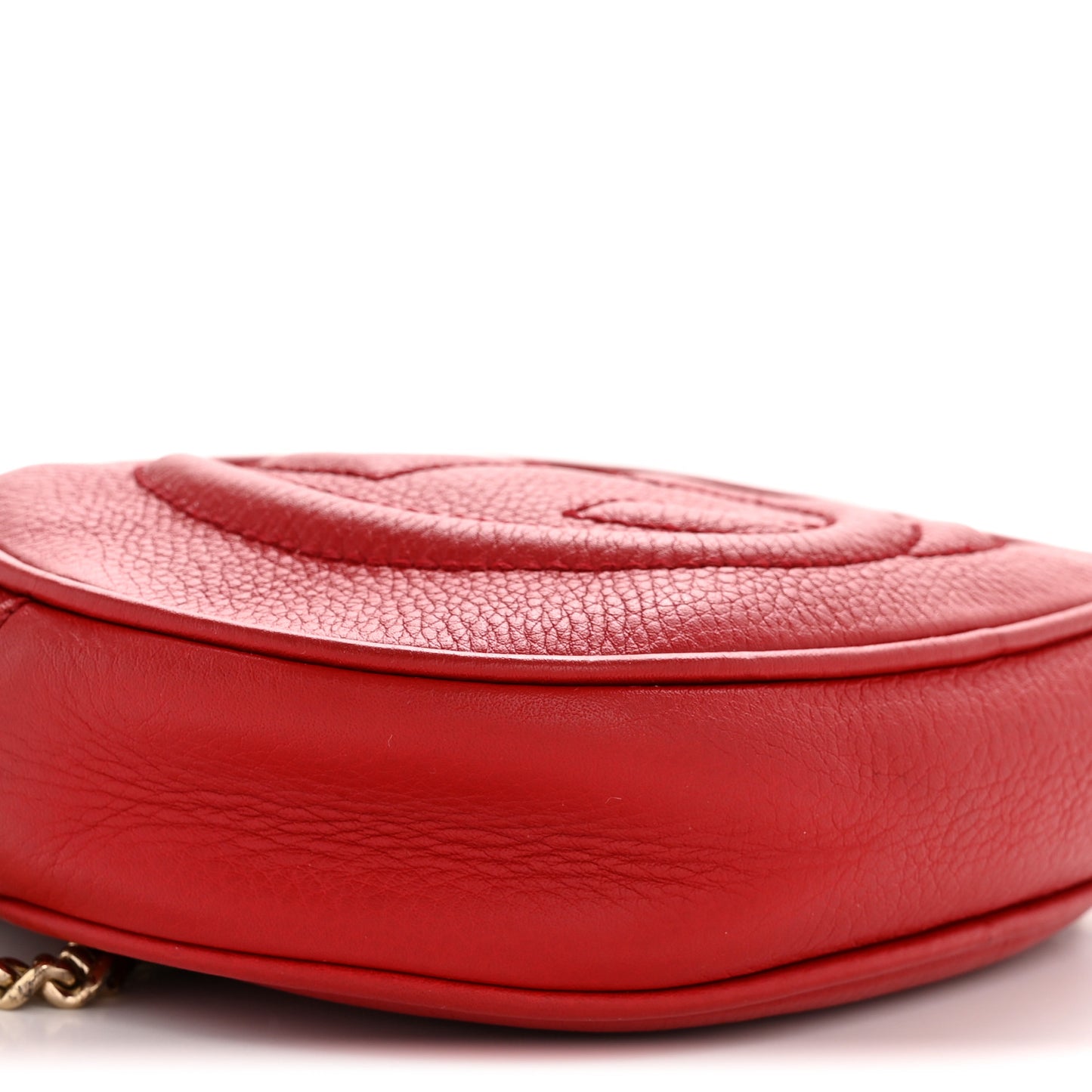 Pebbled Calfskin Mini Soho Chain Bag Tabasco Red