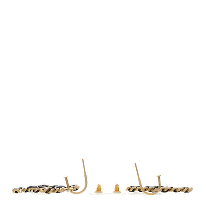 Chanel Satin CC Drop Earrings Black Gold 3 of 4