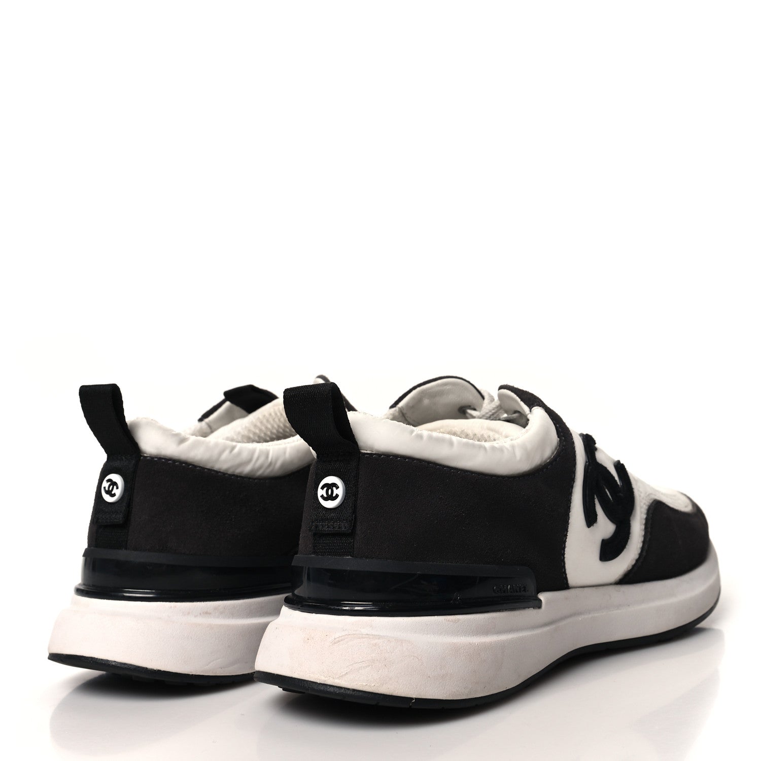 Chanel Nylon Suede Calfskin CC Sneakers 37 White Dark Grey 4 of 8