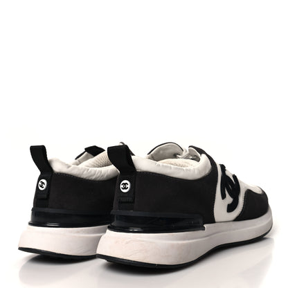 Chanel Nylon Suede Calfskin CC Sneakers 37 White Dark Grey 4 of 8