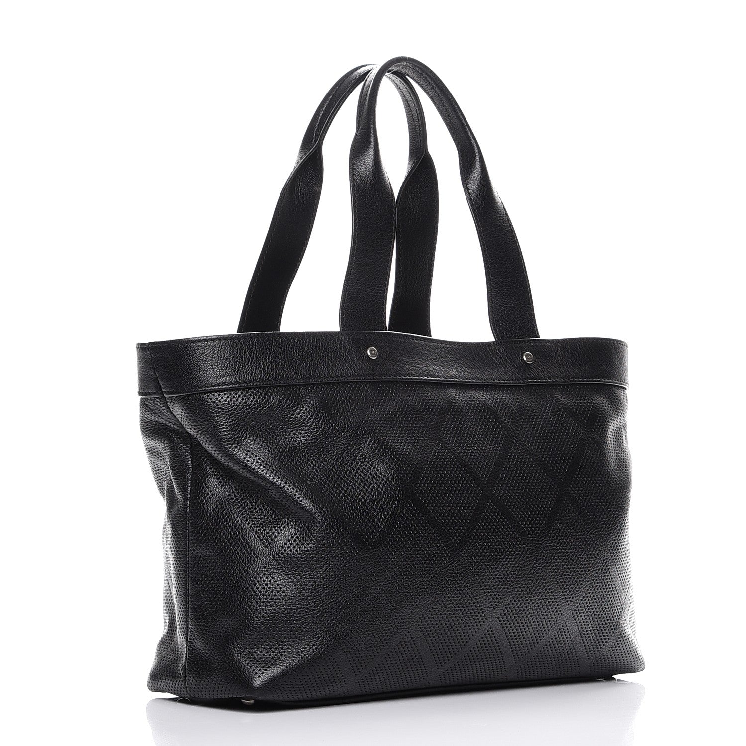 Chanel Goatskin Perforated Large CC Tote Black 3 of 11