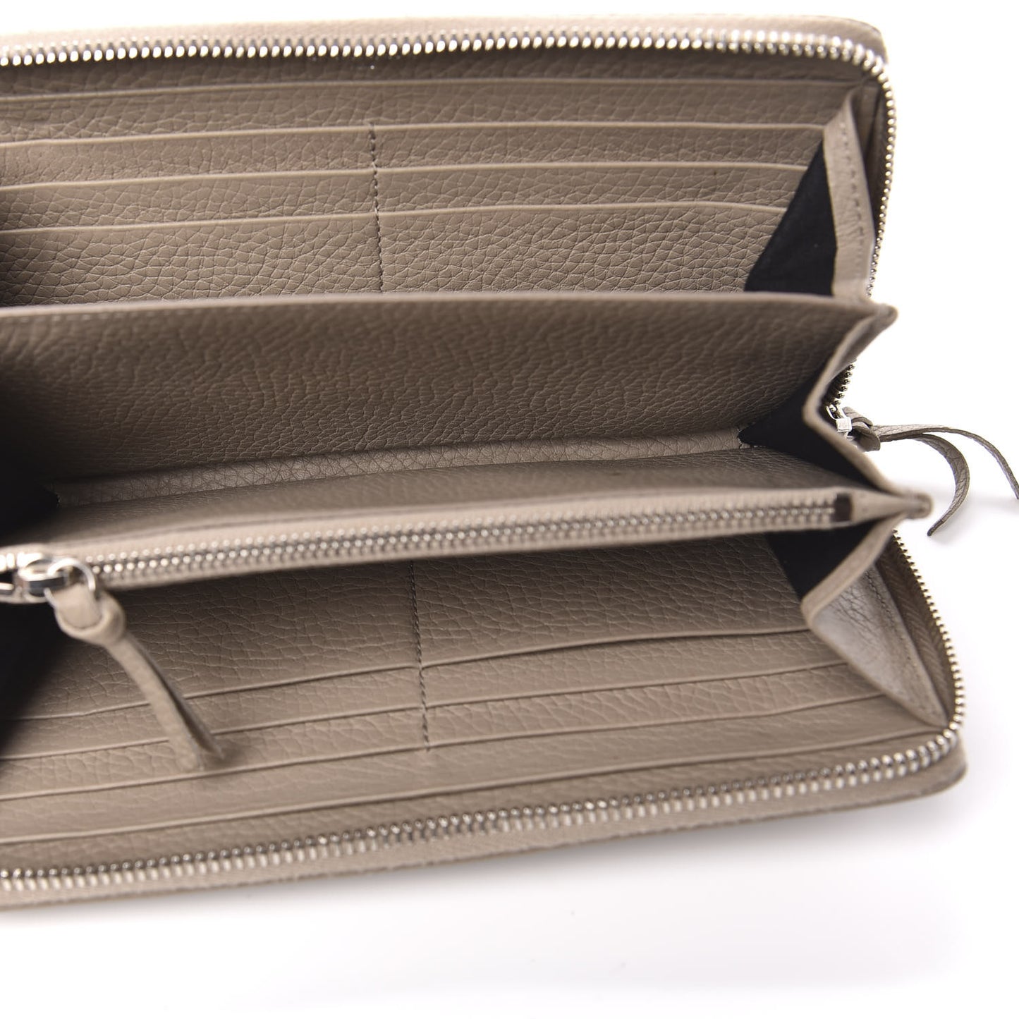 Veau Grana Perforated Blackout Hardware Continental Zip Around Wallet Gris Cendre
