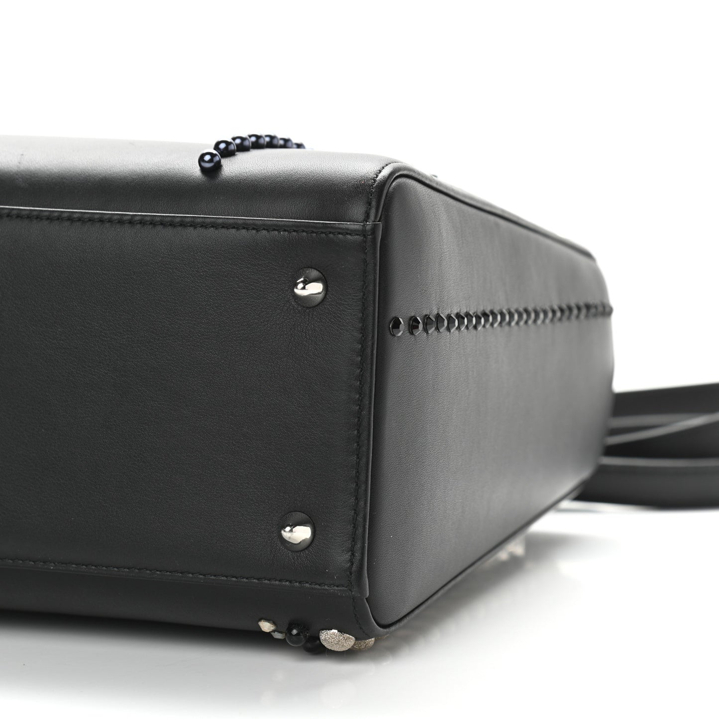 Calfskin Studded Medium Lady Dior Black