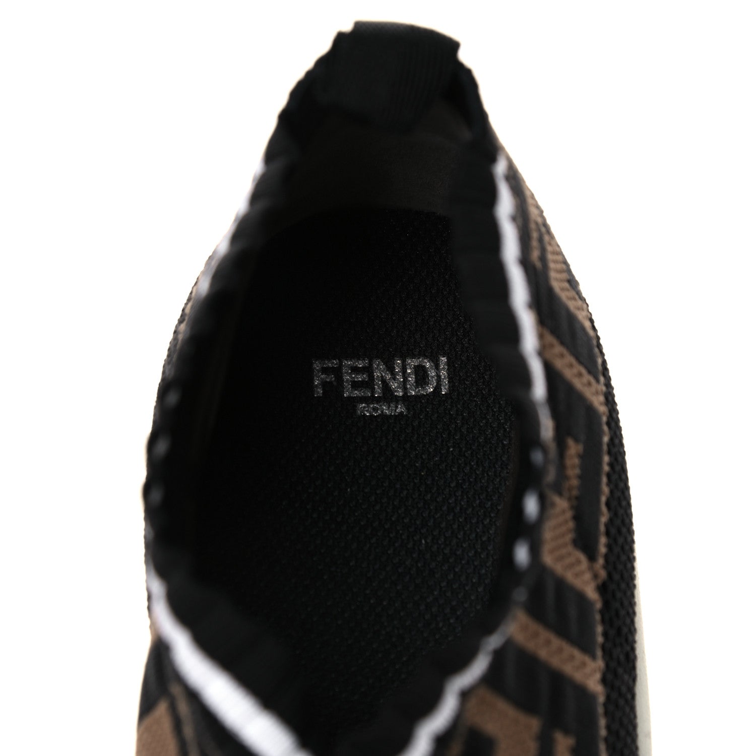 Fendi Stretch Yarn FF Stiff Band Rockoko Sneakers 41 Black White Tobacco 7 of 9