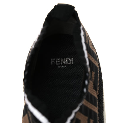 Fendi Stretch Yarn FF Stiff Band Rockoko Sneakers 41 Black White Tobacco 7 of 9