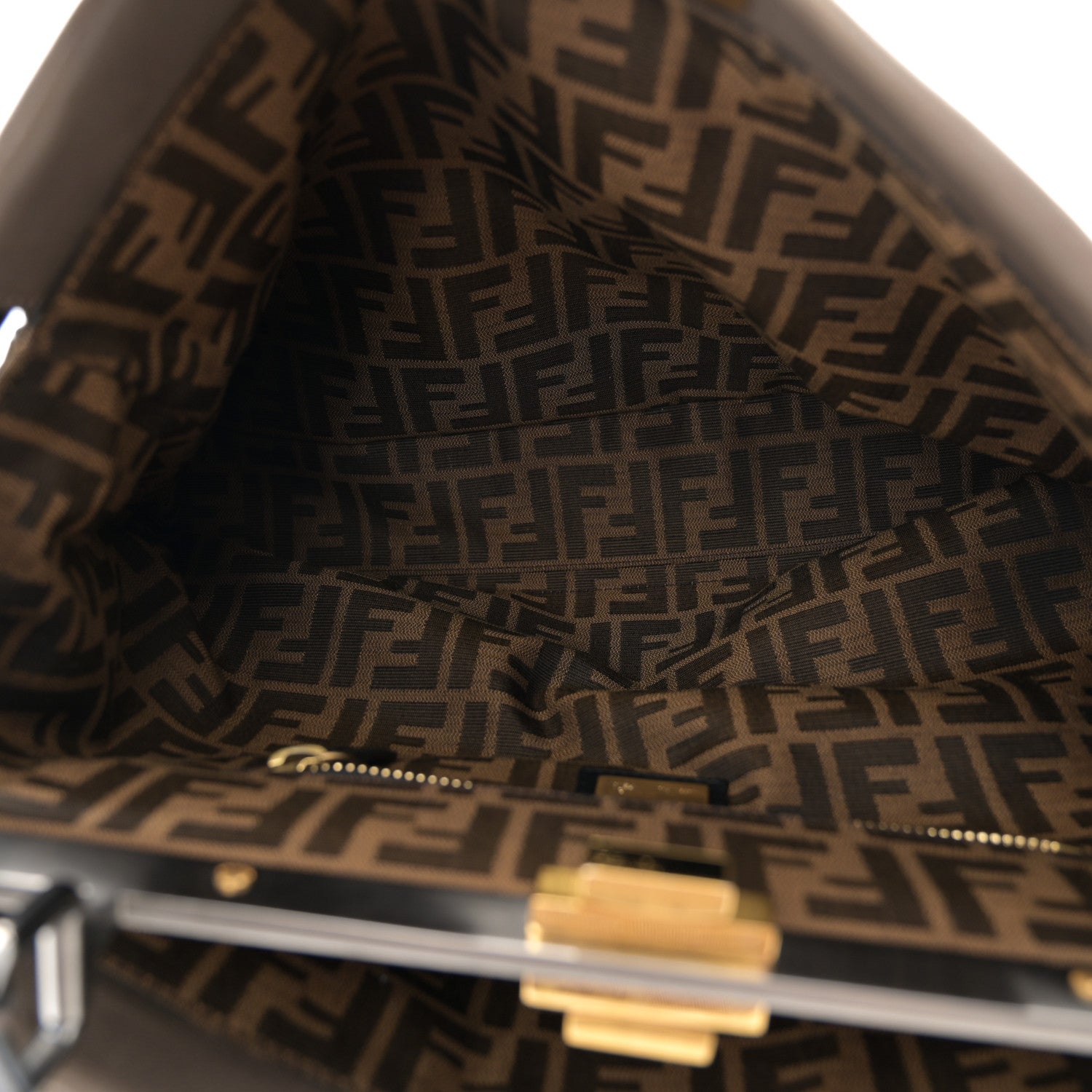 Fendi Goatskin Zucca Large Peekaboo Iconic Satchel Taupe Tobacco Moro Tortora 6 of 14