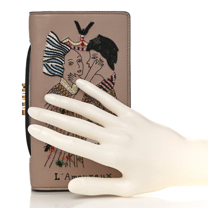 Christian Dior Lambskin Embroidered L'amoureux Tarot Pouch Clutch Vieux Rose 2 of 12