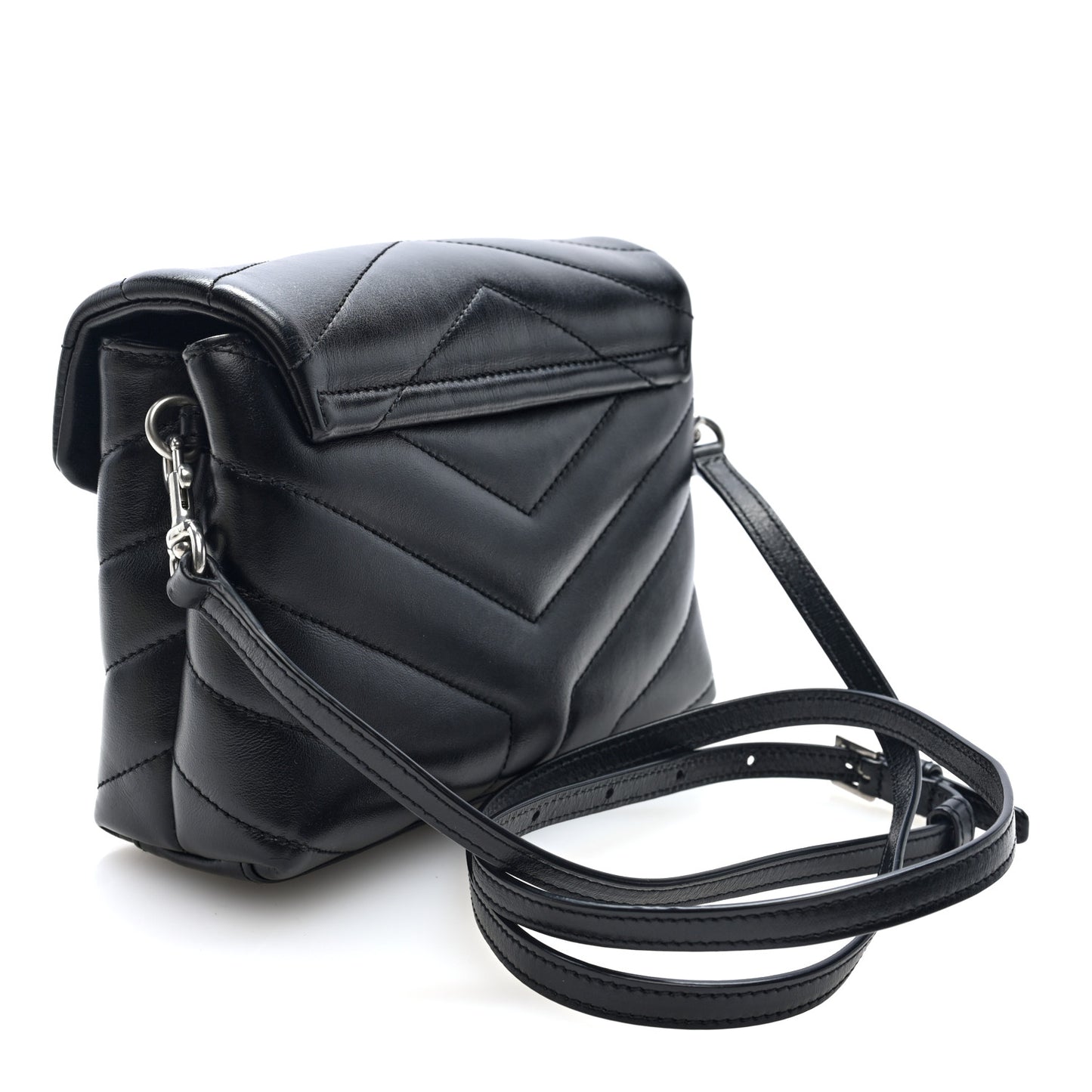 Calfskin Y Quilted Monogram Toy Loulou Crossbody Bag Black