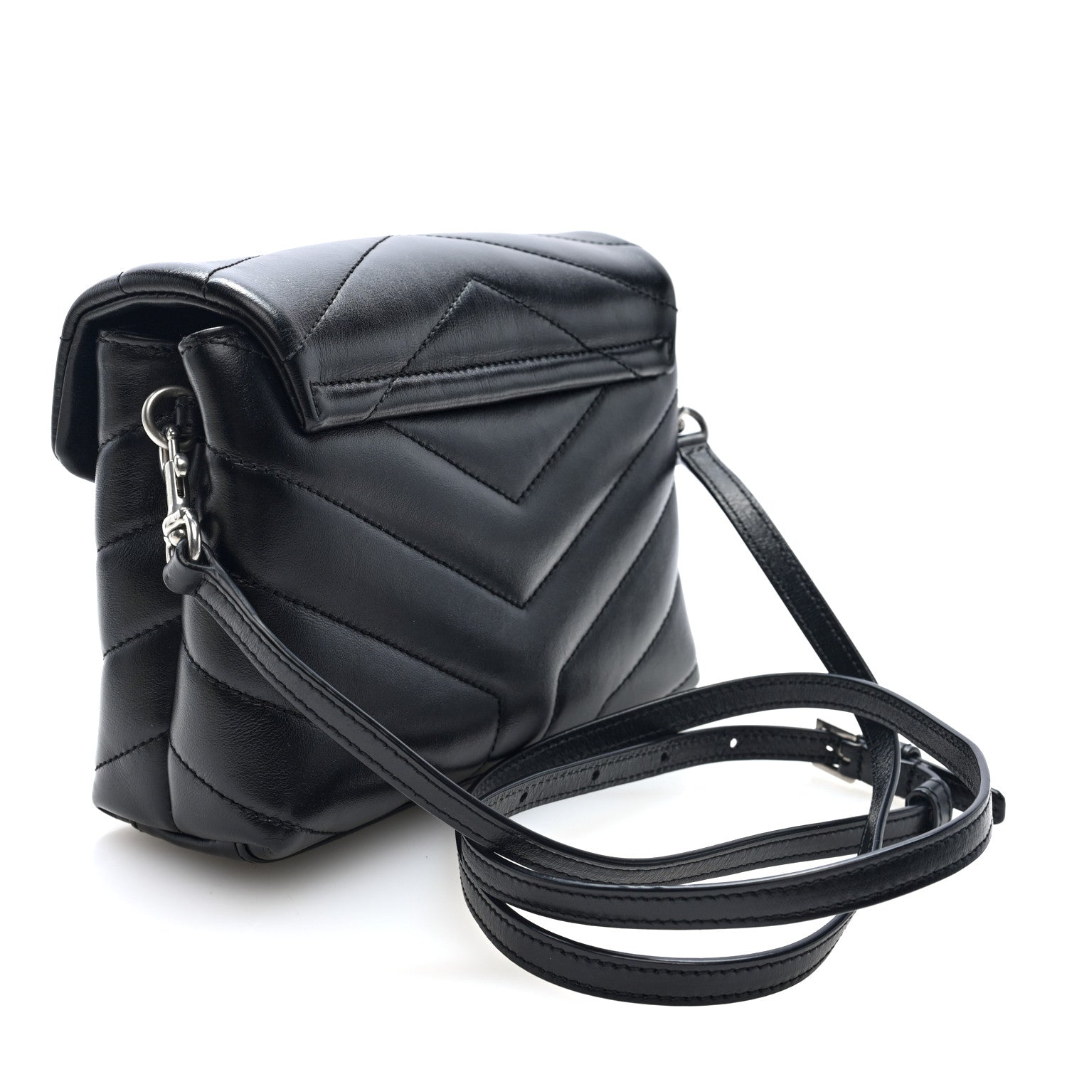 Saint Laurent Calfskin Y Quilted Monogram Toy Loulou Crossbody Bag Black 3 of 9