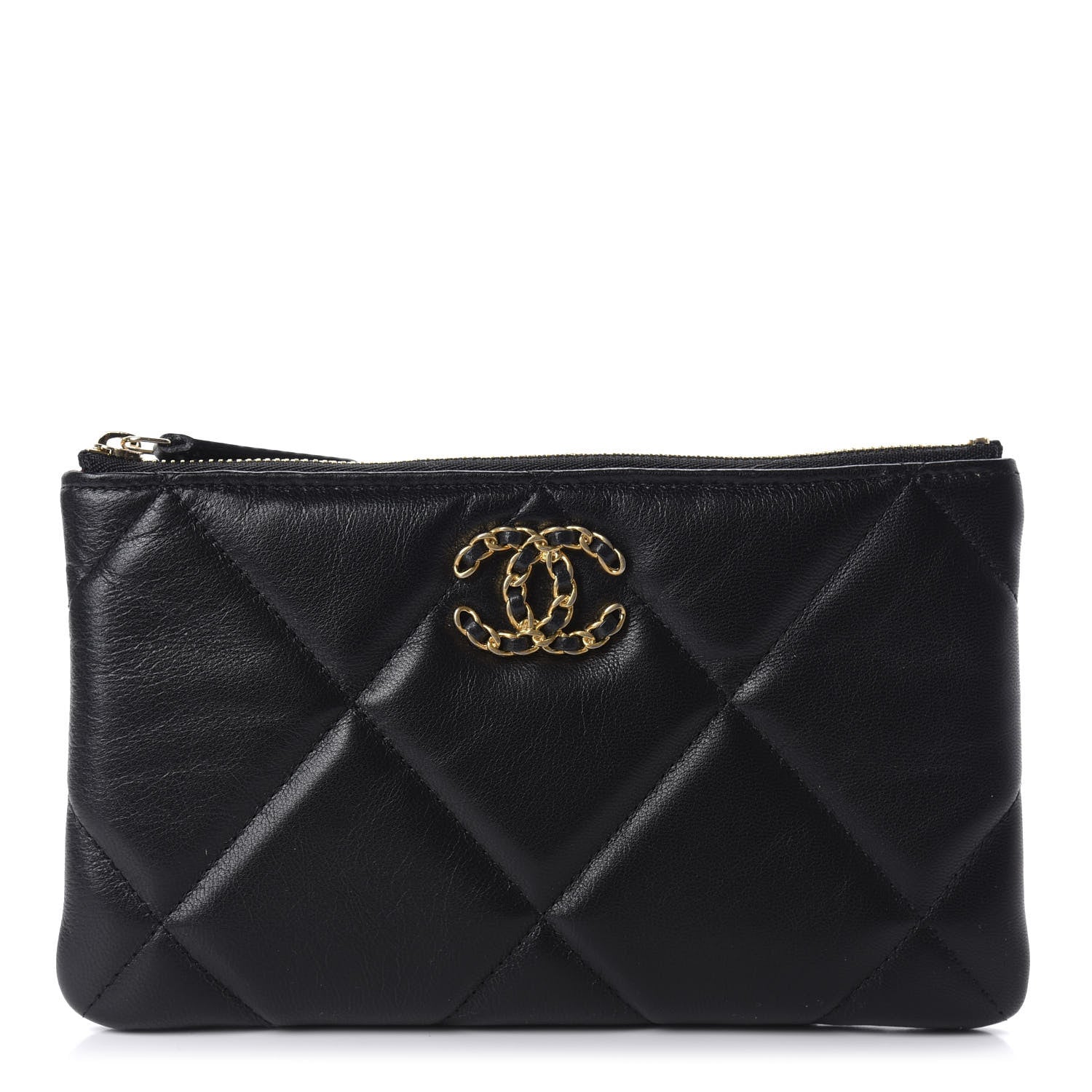Chanel Shiny Goatskin Quilted 19 Cosmetic Case Black 1 of 7
