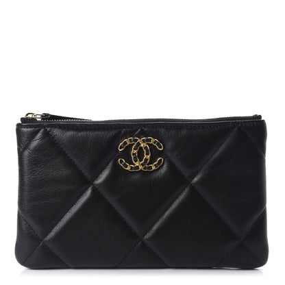 Chanel Shiny Goatskin Quilted 19 Cosmetic Case Black 1 of 7
