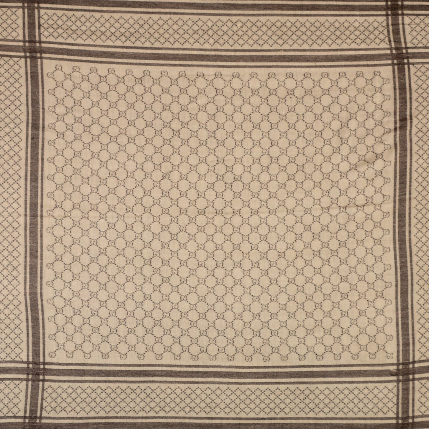 Wool Silk Monogram Diamanti Fringe Shawl Brown