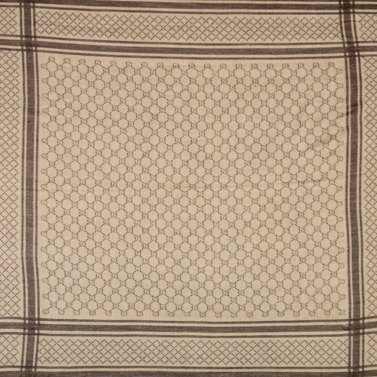 Gucci Wool Silk Monogram Diamanti Fringe Shawl Brown 1 of 5