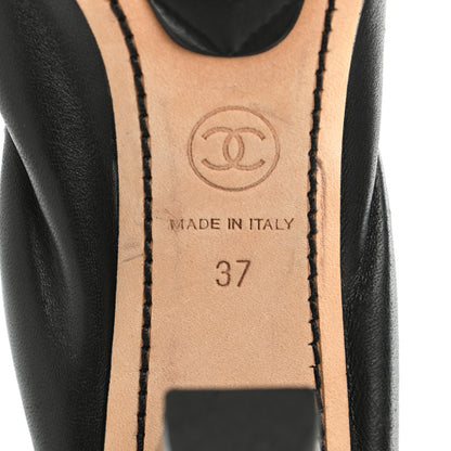 Chanel Lambskin Patent CC Elastic Cap Toe Ballerina Pumps 37 Black 6 of 10