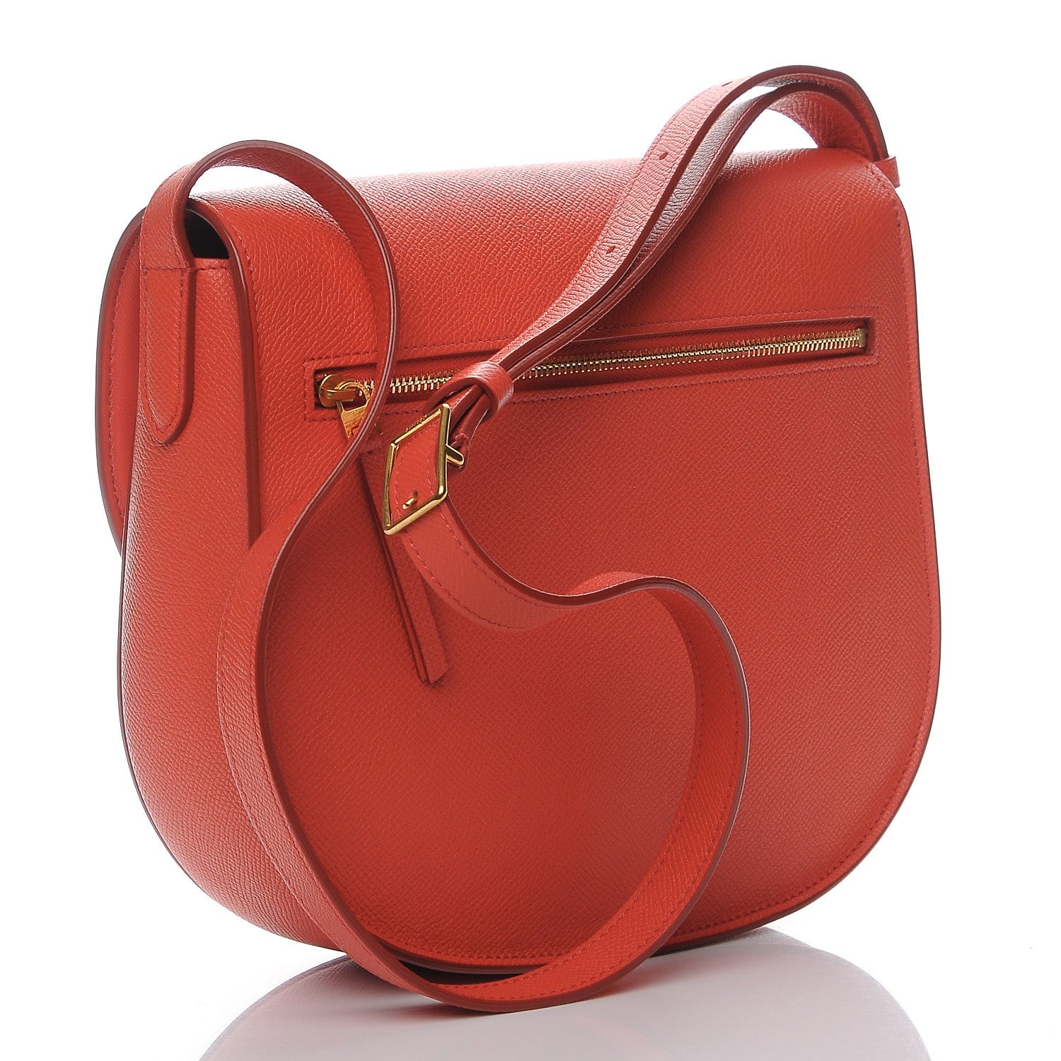 Celine Grained Calfskin Compact Trotteur Poppy 3 of 8