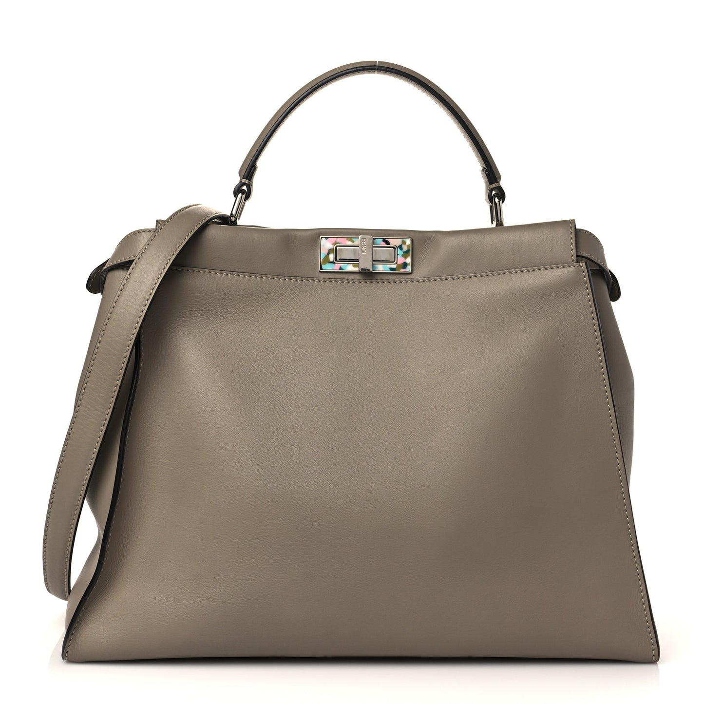 Vitello Seta Plexiglass Granite Large Peekaboo Iconic Satchel Tortora