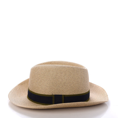 Hermes Straw Grosgrain Hat 56 3 of 7