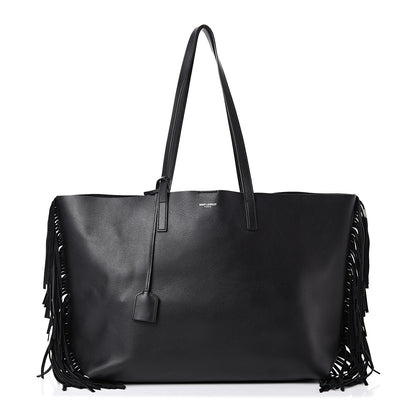 Saint Laurent Calfskin Large Fringe Shopping Tote Black 2 of 13