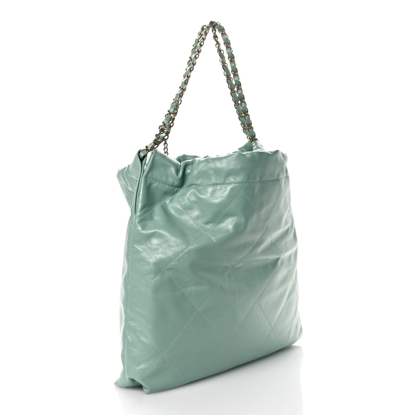 Shiny Calfskin Quilted Chanel 22 Light Green