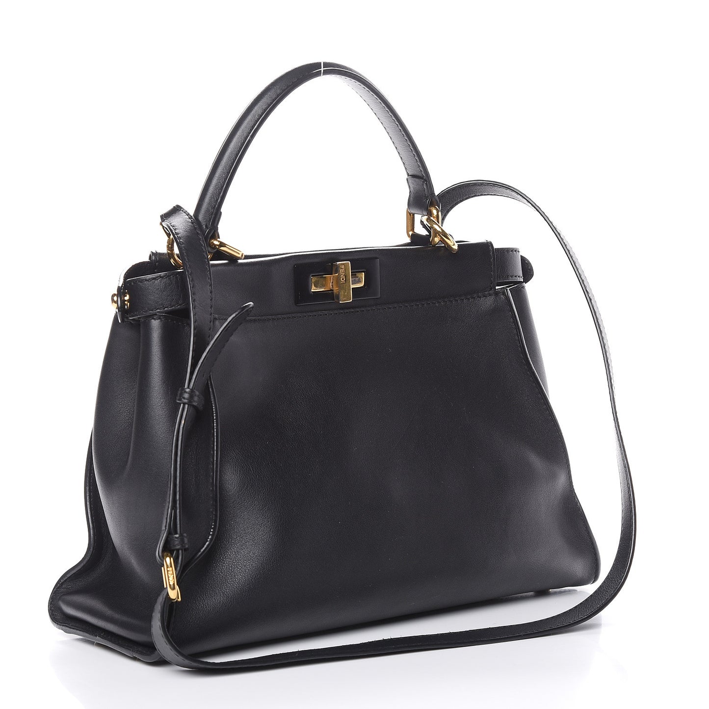 Vitello Seta Shiny Nappa Medium Peekaboo Iconic Satchel Black