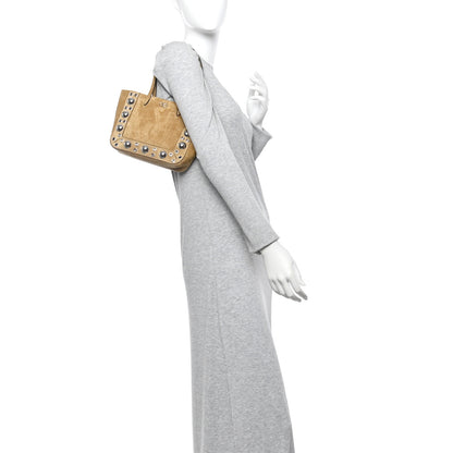 Valentino Garavani Suede Studded Mini Nellcote Shopping Tote Havana Beige 2 of 9