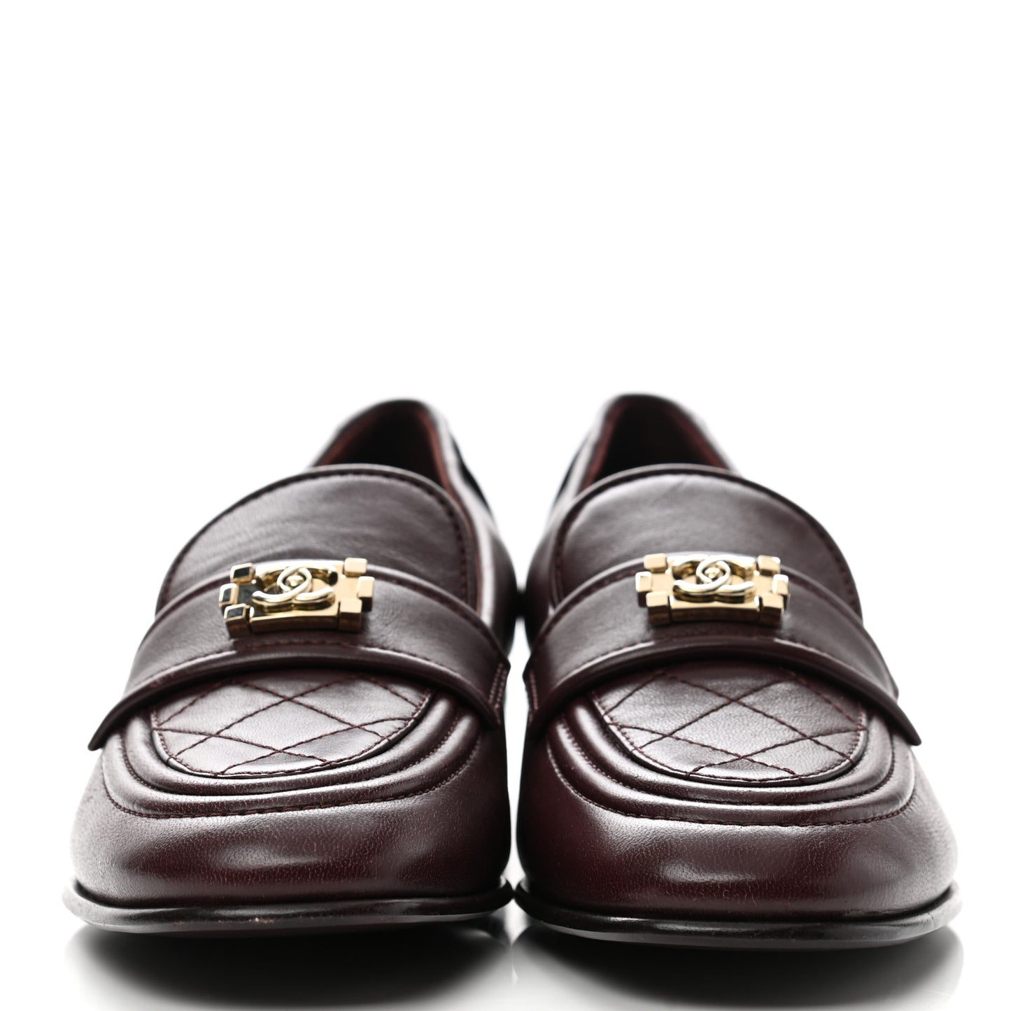 Lambskin Quilted Boy Loafers 37 Burgundy