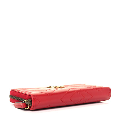 Gucci Calfskin Matelasse GG Marmont Zip Around Wallet Hibiscus Red 4 of 8