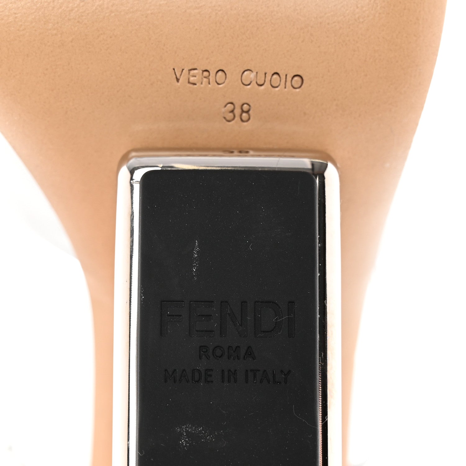 Fendi Metallic Calfskin Fendi First 95mm Slide Sandals 38 Argento 7 of 15