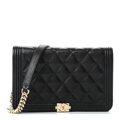 Chanel Caviar Quilted Boy Wallet On Chain WOC Black 1 of 4