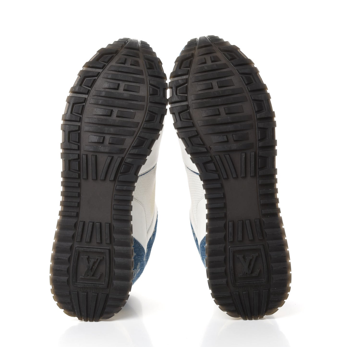 Calfskin Monogram Denim Run Away Sneakers 38.5 White