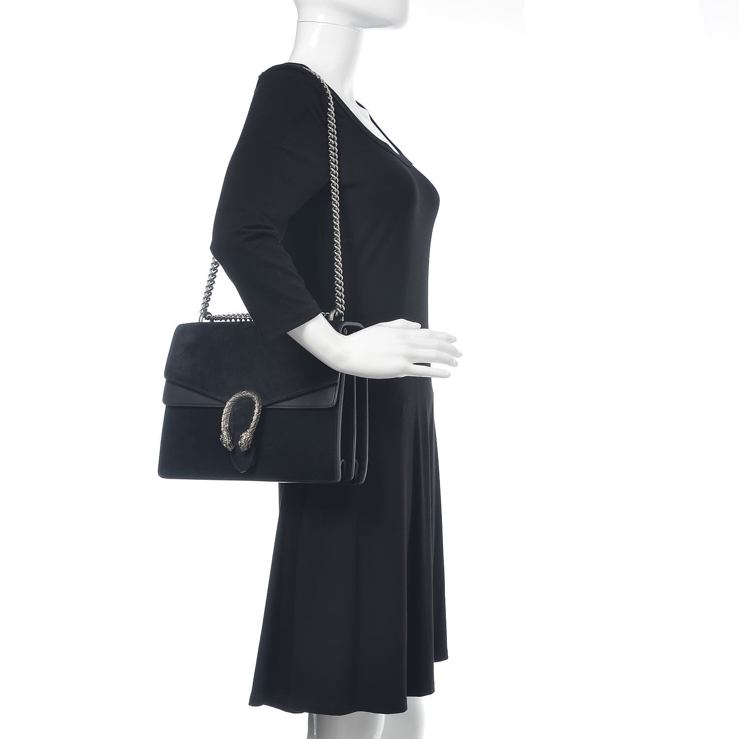 Gucci Suede Medium Dionysus Shoulder Bag Black 2 of 11