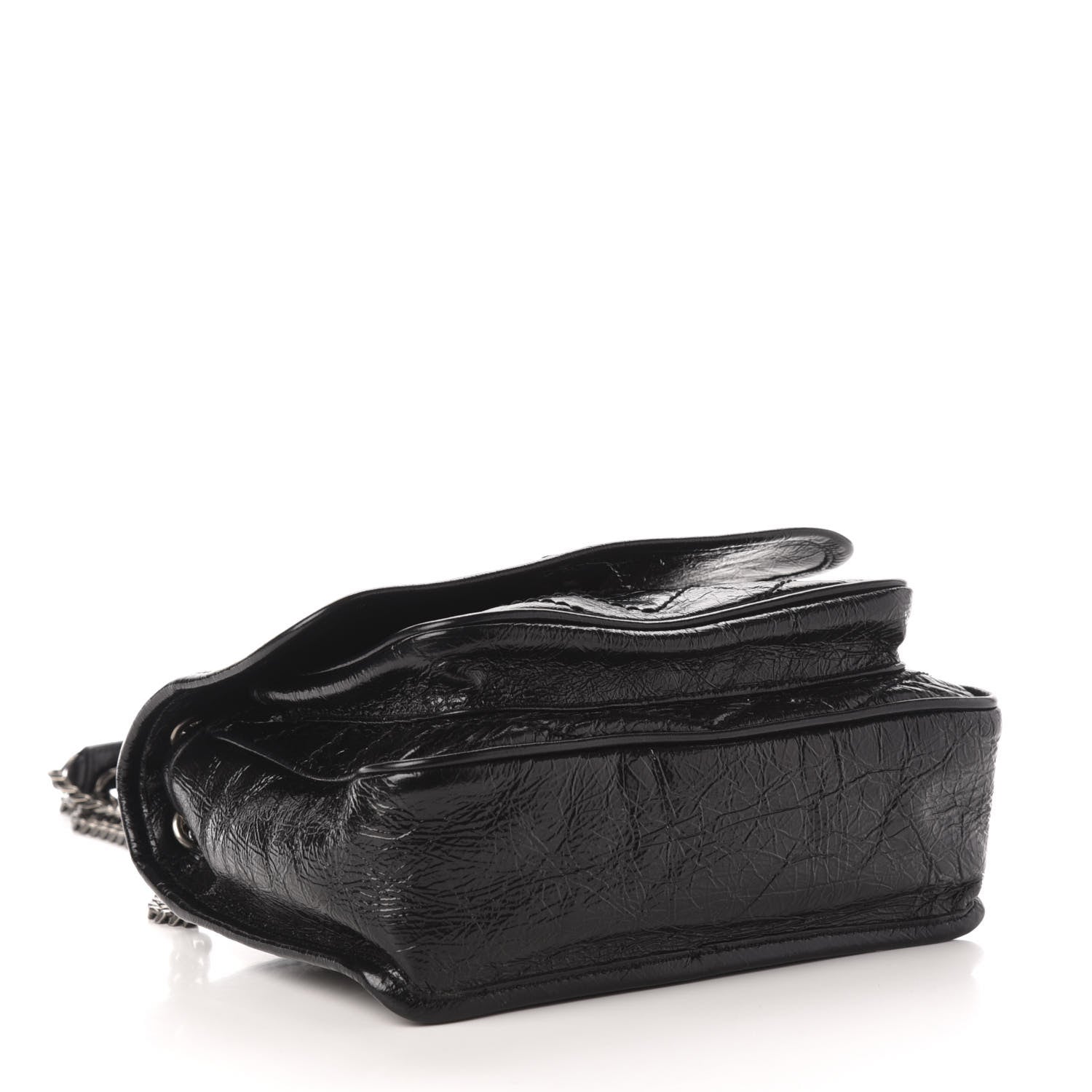 Saint Laurent Crinkled Calfskin Matelasse Monogram Baby Niki Chain Satchel Black 4 of 10