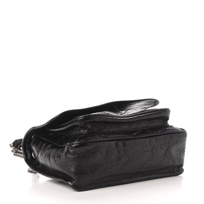 Saint Laurent Crinkled Calfskin Matelasse Monogram Baby Niki Chain Satchel Black 4 of 10