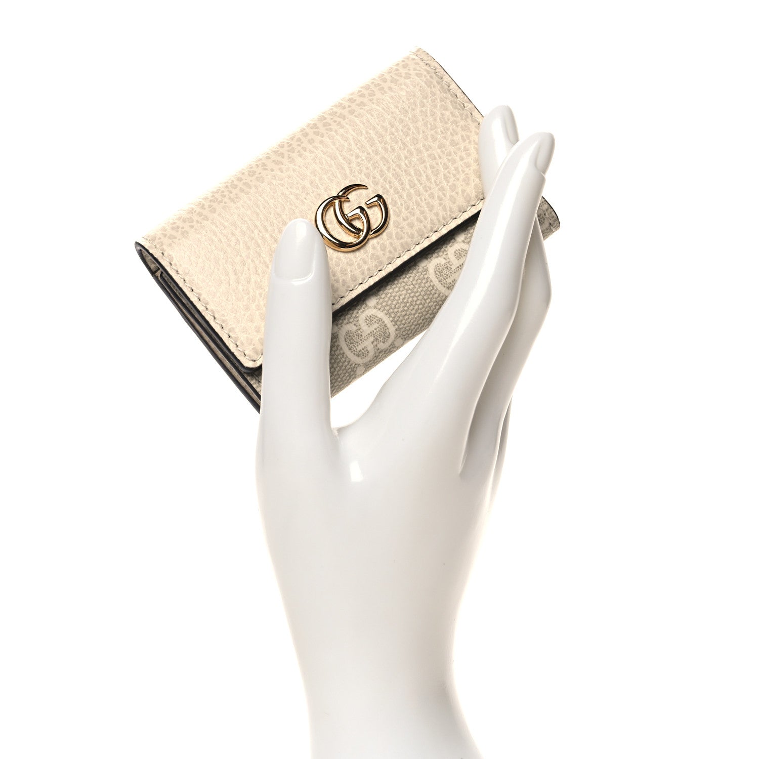 Gucci Dollar Calfskin GG Supreme Monogram GG Marmont 6 Key Holder Case Mystic White Beige 2 of 8