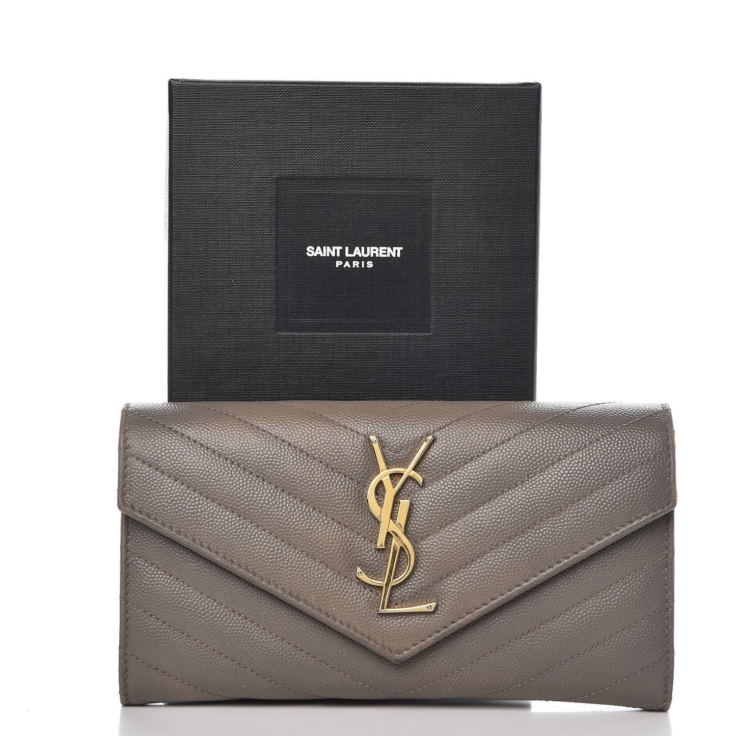 Grain De Poudre Matelasse Monogram Flap Wallet Fog
