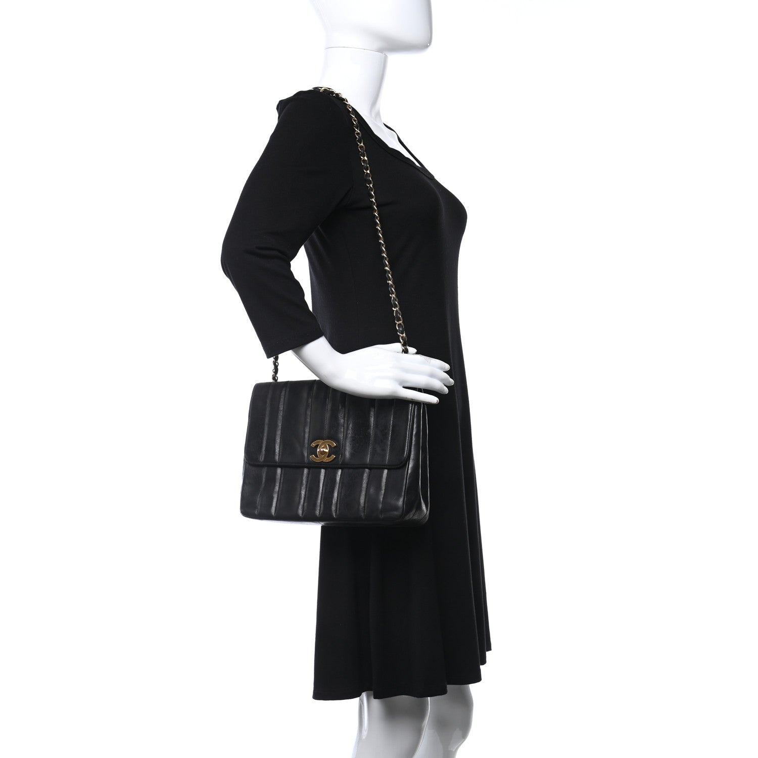Chanel Lambskin Vertical Quilted Medium Single Flap Black 2 of 16