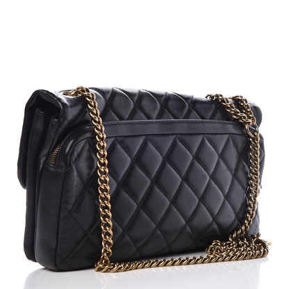 Chanel Calfskin Quilted Medium CC Crown Flap Black 3 of 9