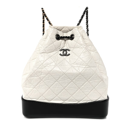 Chanel Aged Calfskin Quilted Gabrielle Backpack Black White 1 of 11