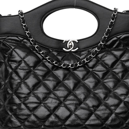 Chanel Shiny Aged Calfskin Quilted Large 31 Shopping Bag Black 8 of 11